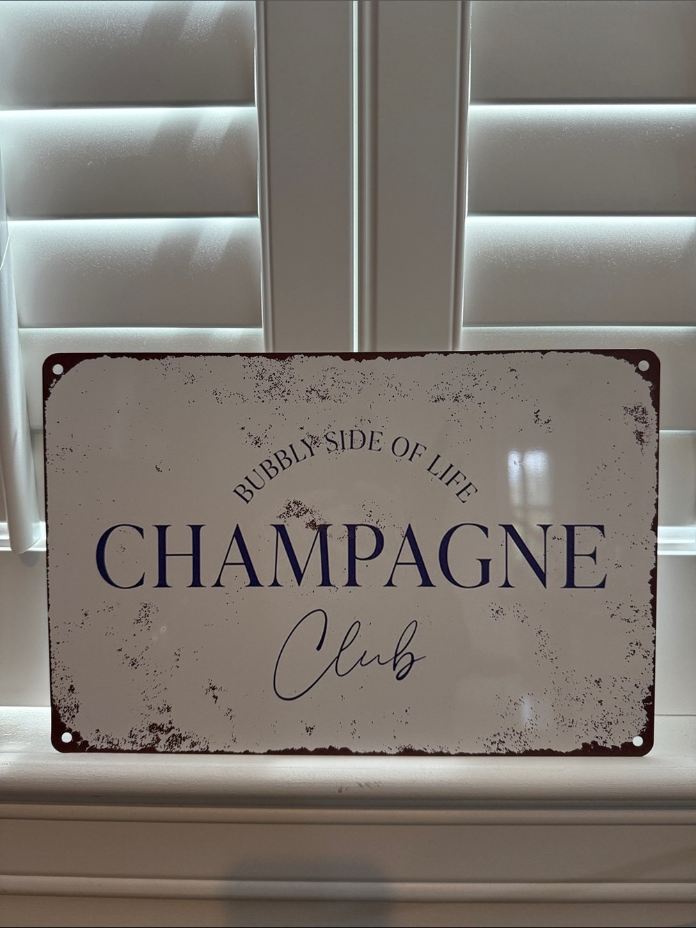Champagne Club Metal Sign - Purple & Cream